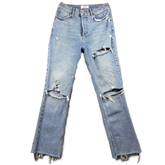 We the Free Women Jeans FP People Split Raw Hem Distressed Stretch Size 28 B144 - Picture 1 of 9